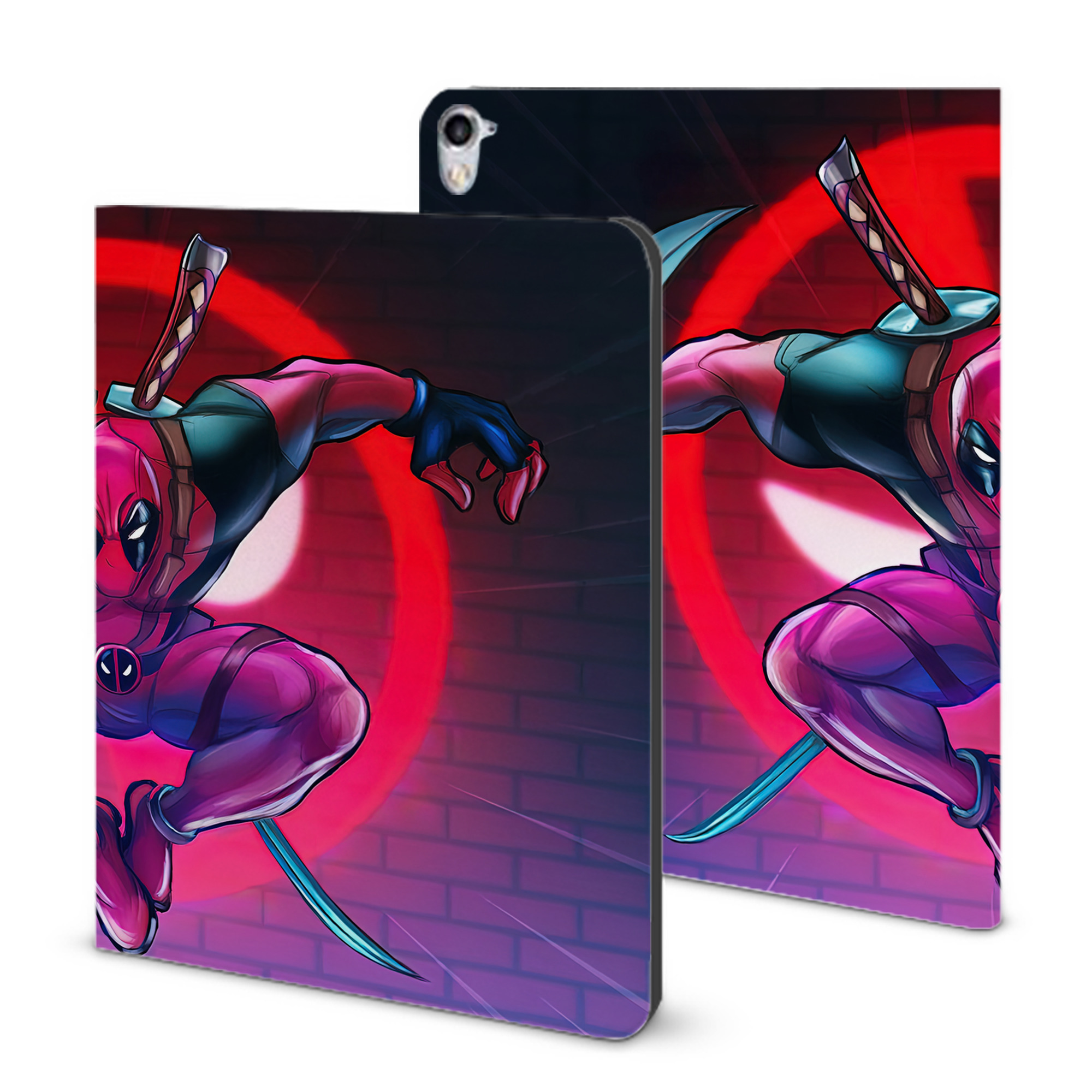 （画像用） Deadpool デッドプール IPad ケース ブック型 PUレザー TPU 耐衝撃 軽量 薄型 ペン収納なし 全面保護 IPad 各モデル対応